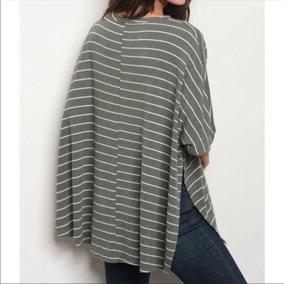 NEW! STRIPED OLIVE COLORED TOP IN SIZE SMALL - Picture 2 of 3